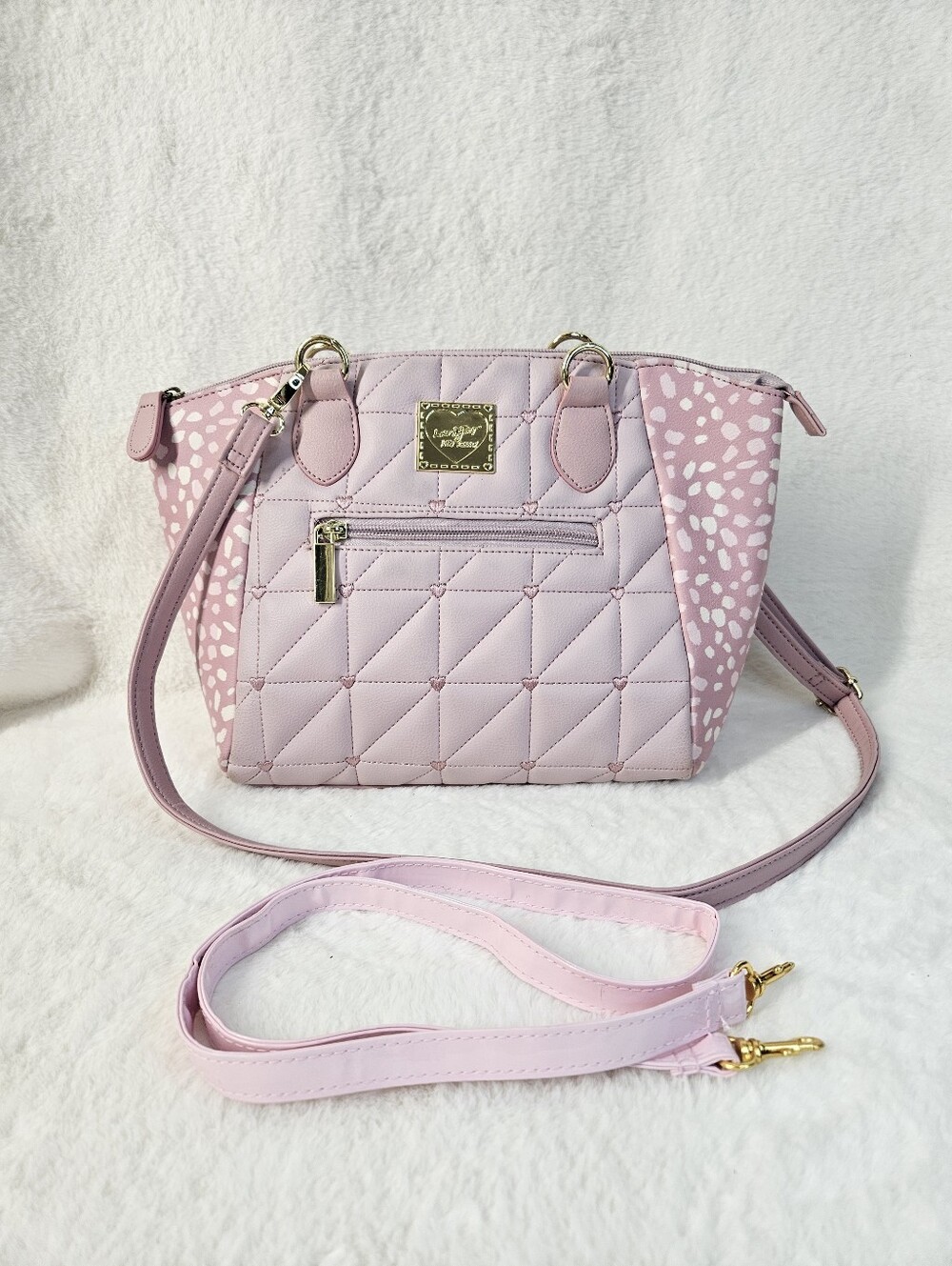 Betsey Johnson Quilted Heart Shoulder Crossbody Bag